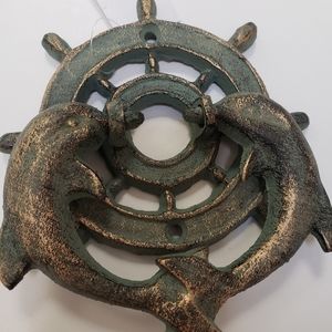 NWT Doorknocker, 2 Dolphins w/Ship's Wheel